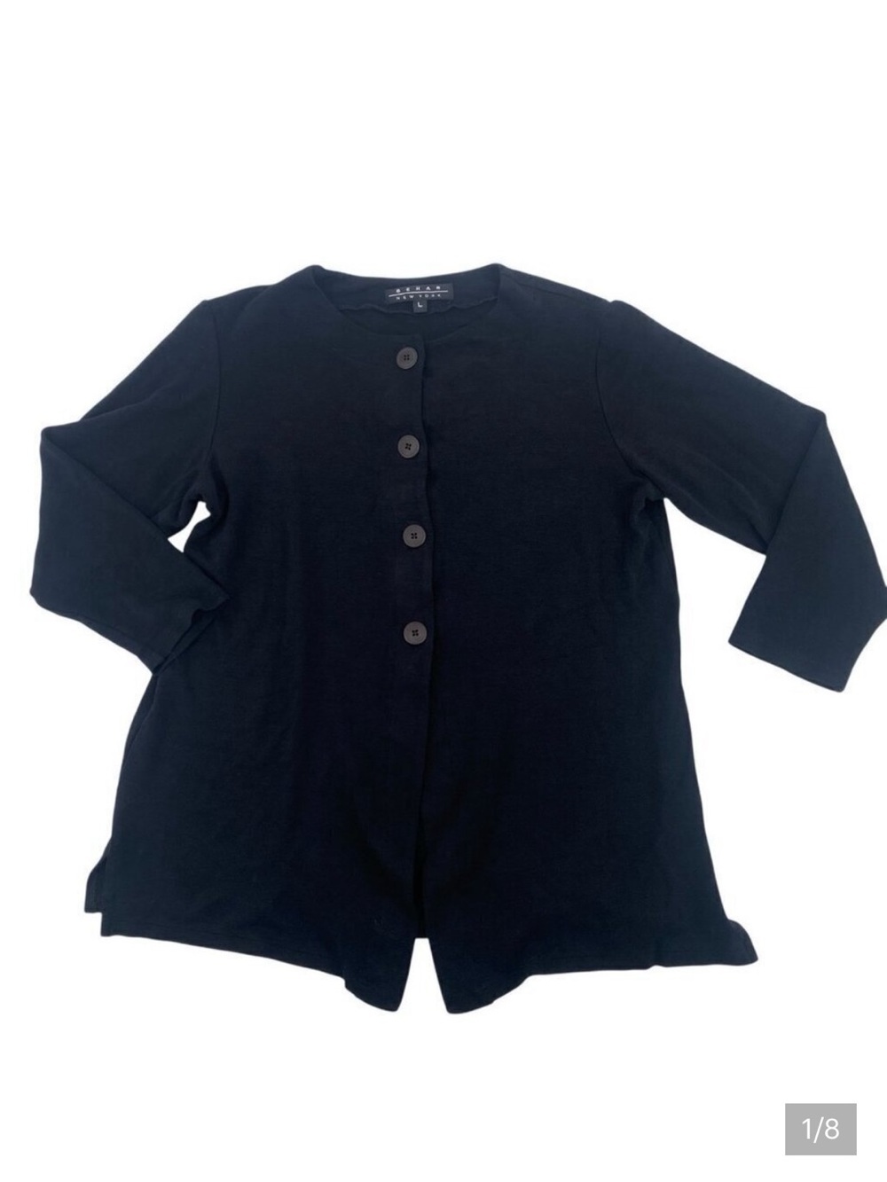 BEHAR NY Women’s Large Black Lagenlook Button Down Long Sleeve Shirt Sweater